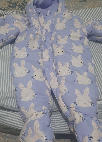 Tavşan Desenli Mor Bebek Tulumu - Görsel 2
