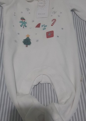 Uzun Kollu Beyaz Desenli Bebek Tulum - Görsel 3