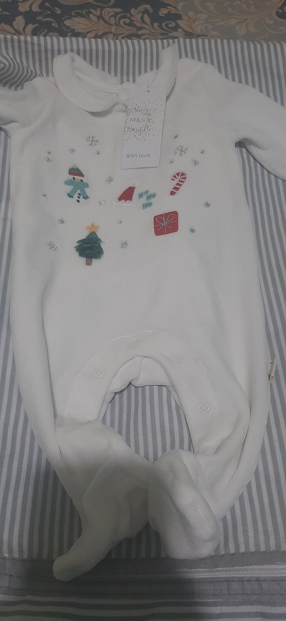 Uzun Kollu Beyaz Desenli Bebek Tulum - Görsel 3