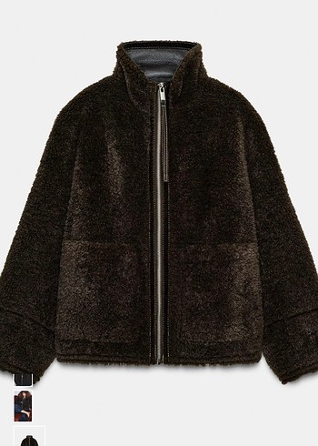 Kahverengi Yüksek Yakalı Kadın Peluş Mont - Görsel 3