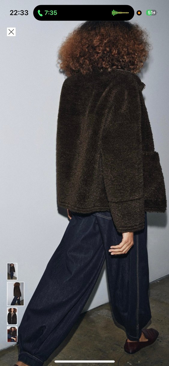 Kahverengi Yüksek Yakalı Kadın Peluş Mont - Görsel 2