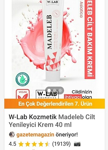 W-Lab Kozmetik Madeleb Cilt Yenileyici Krem 40 ml