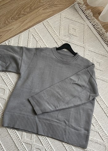 Gri Bisiklet Yaka Kadın Triko Kazak - Görsel 2