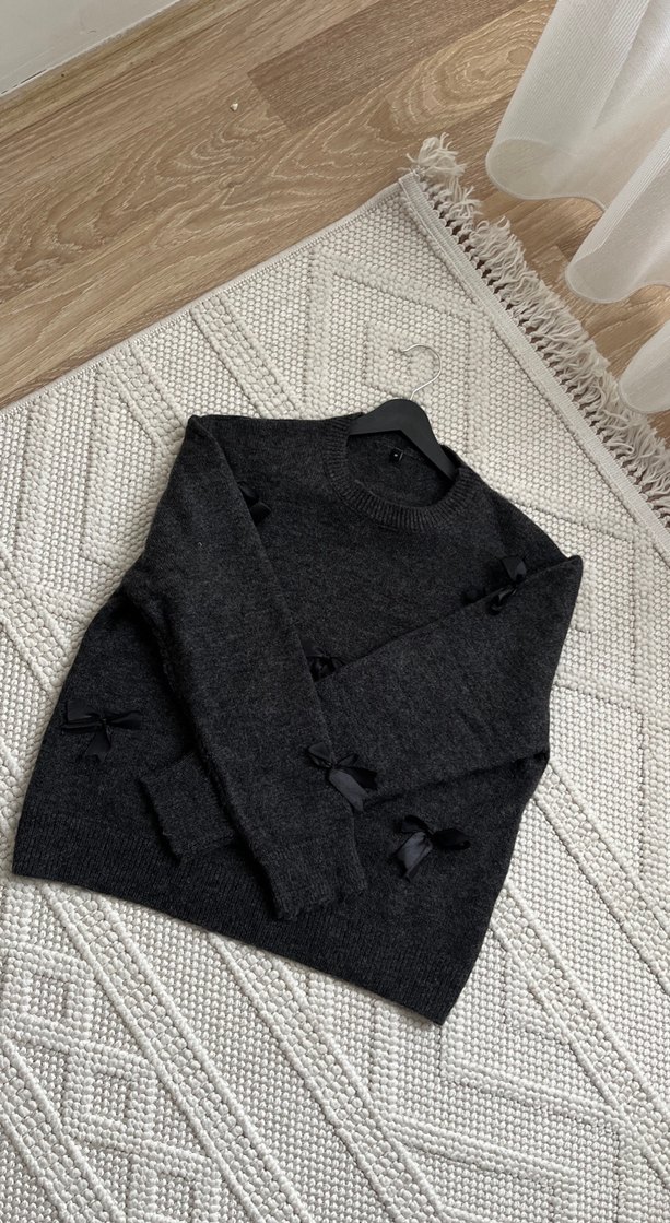 Siyah Füme Triko Kazak - Görsel 2