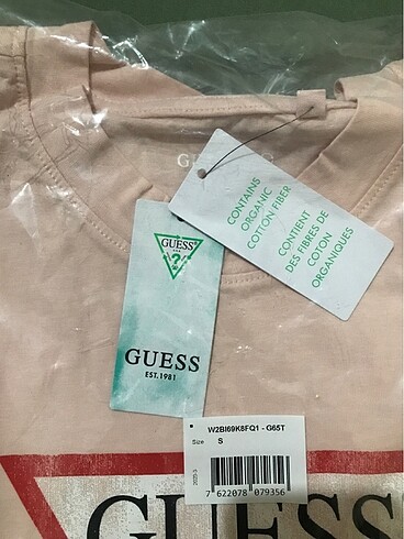 s Beden pembe Renk Guess Eco Guess Logo Tshirt