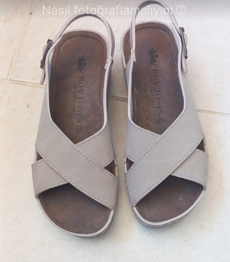 Bej Süet Kadın Dolgu Topuk Sandalet tarzı ayakkabı - Görsel 5