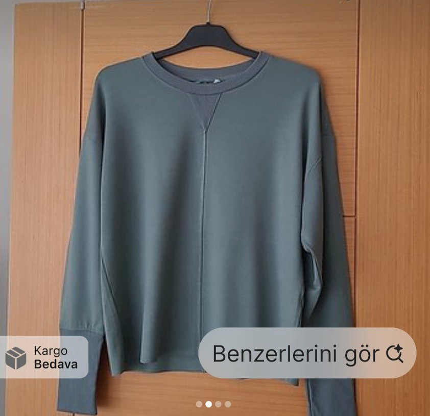 pamuklu ince sweatshirt - Görsel 2