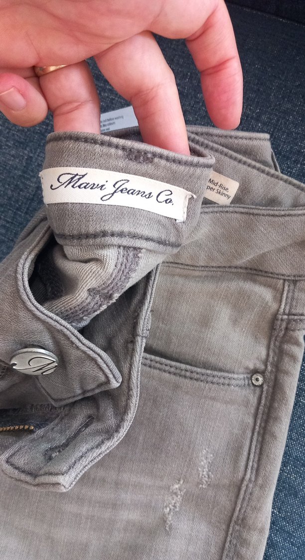 Gri Kadın Denim Pantolon, Normal Boy, İnce Kesim - Görsel 3