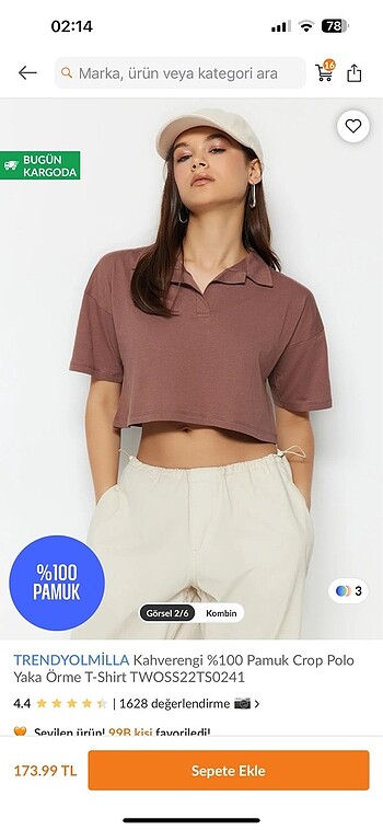 Milla Camel Polo Yaka Crop Tshirt