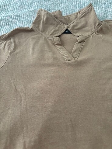 m Beden Milla Camel Polo Yaka Crop Tshirt