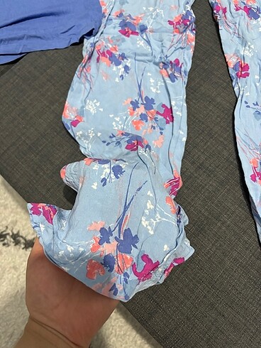 m Beden mavi Renk LCW Viskon Mavi Çiçekli Pijama Takımı