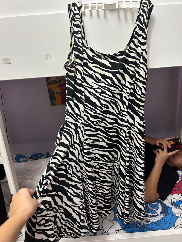 Zebra Desenli Mini Boy Fırfırlı Elbise - Görsel 5