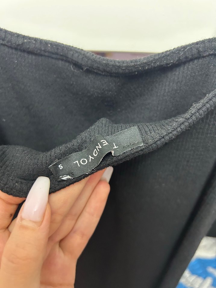 Siyah İnce Askılı Midi Triko Elbise - Görsel 3