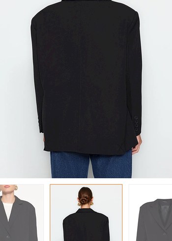 Düğmeli Siyah Kadın Blazer Ceket - Görsel 5