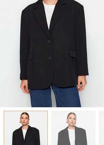 Düğmeli Siyah Kadın Blazer Ceket - Görsel 4
