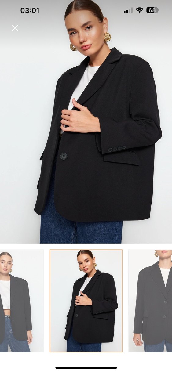 Düğmeli Siyah Kadın Blazer Ceket - Görsel 2