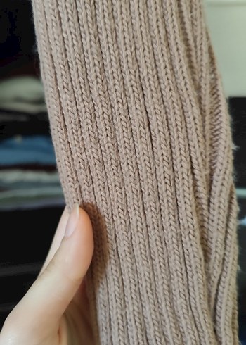 Bej Fitilli Fermuarlı Kadın Triko Hırka - Görsel 3