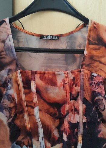 Çok Renkli Drapeli Mini Bluz - Görsel 2