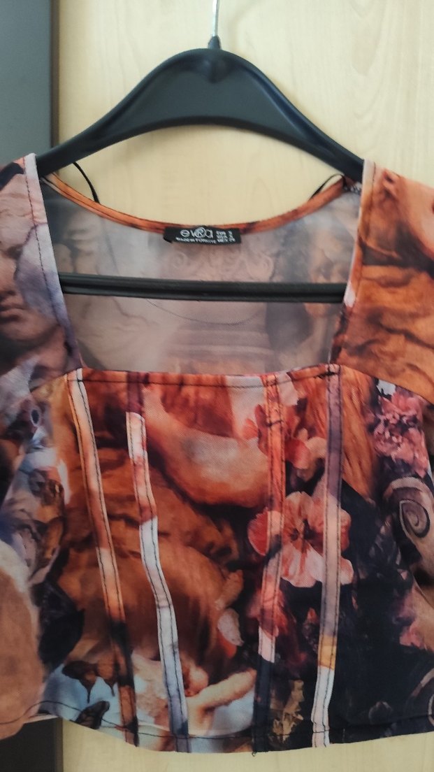 Çok Renkli Drapeli Mini Bluz - Görsel 2