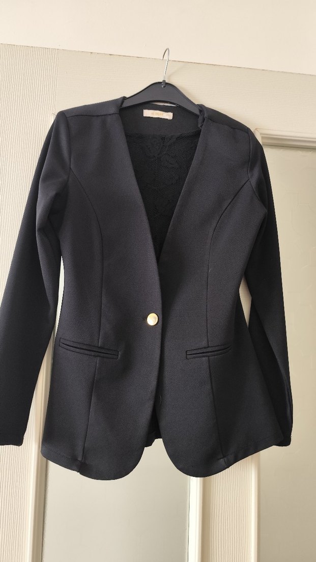 Düğmeli Siyah Kadın Blazer Ceket - Görsel 2