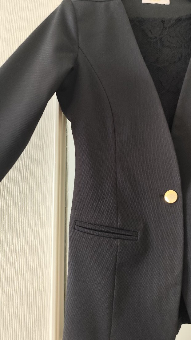 Düğmeli Siyah Kadın Blazer Ceket - Görsel 4