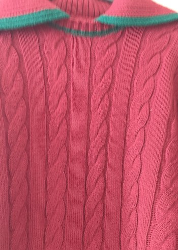 Bordo Örgü Kadın Kazak - Görsel 2