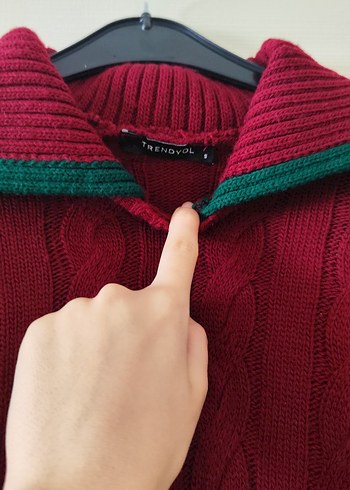 Bordo Örgü Kadın Kazak - Görsel 3