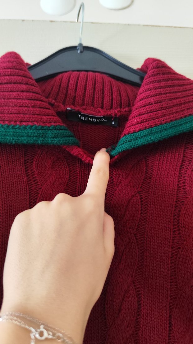 Bordo Örgü Kadın Kazak - Görsel 3