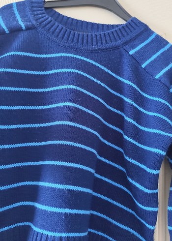 Mavi Çizgili Kadın Triko Kazak - Görsel 2