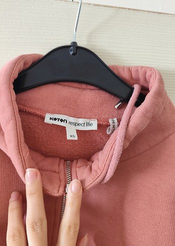 Fermuarlı Yüksek Yaka Pembe Sweatshirt - Görsel 4