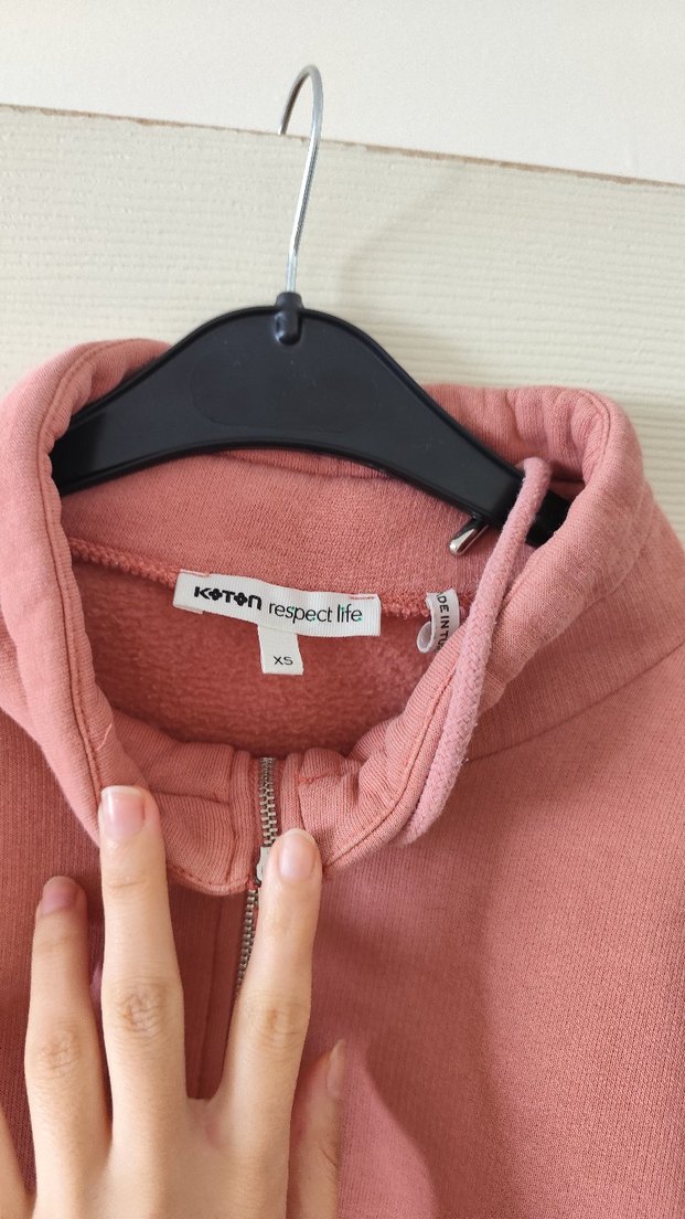 Fermuarlı Yüksek Yaka Pembe Sweatshirt - Görsel 4