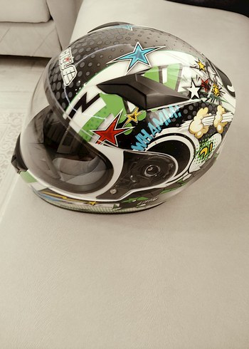 Sway 815 Gille Yeşil Desenli Çocuk Motosiklet Kaskı - Görsel 3