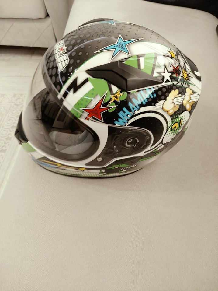 Sway 815 Gille Yeşil Desenli Çocuk Motosiklet Kaskı - Görsel 3