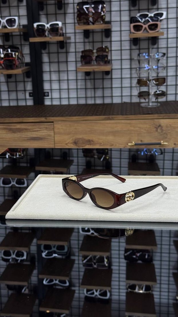 Klasik Zarif Zincir Detaylı Kahverengi Gözlük - Görsel 2