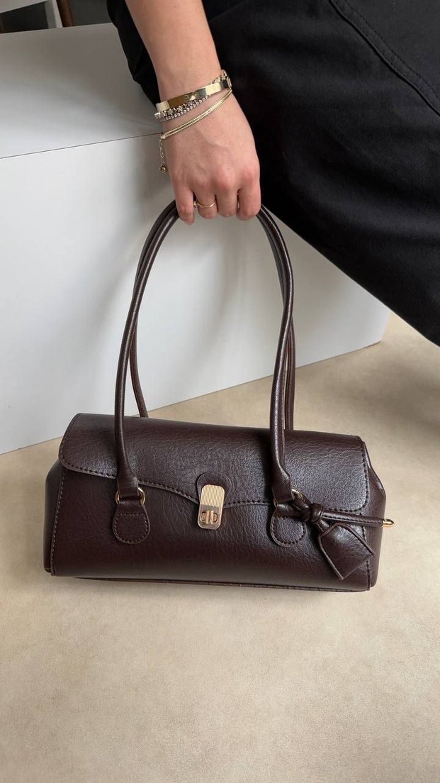 Klasik Kahverengi Deri Kadın Çanta - Görsel 3