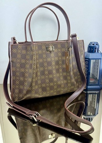 Klasik Desenli Gri Deri Kadın Çanta - Görsel 2