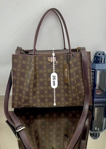 Klasik Desenli Gri Deri Kadın Çanta - Görsel 3