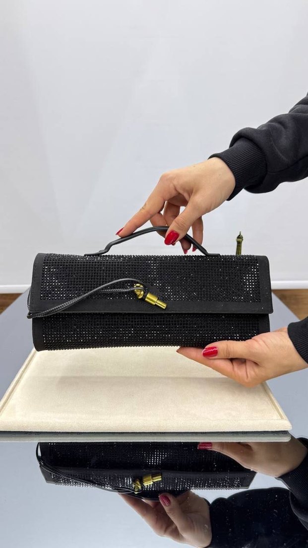 Bordo Payetli Süet Kadın Çanta - Görsel 3