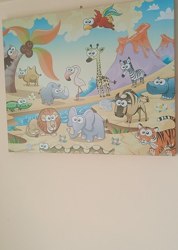 Çocuklar için renkli hayvan temalı tablo - Görsel 2