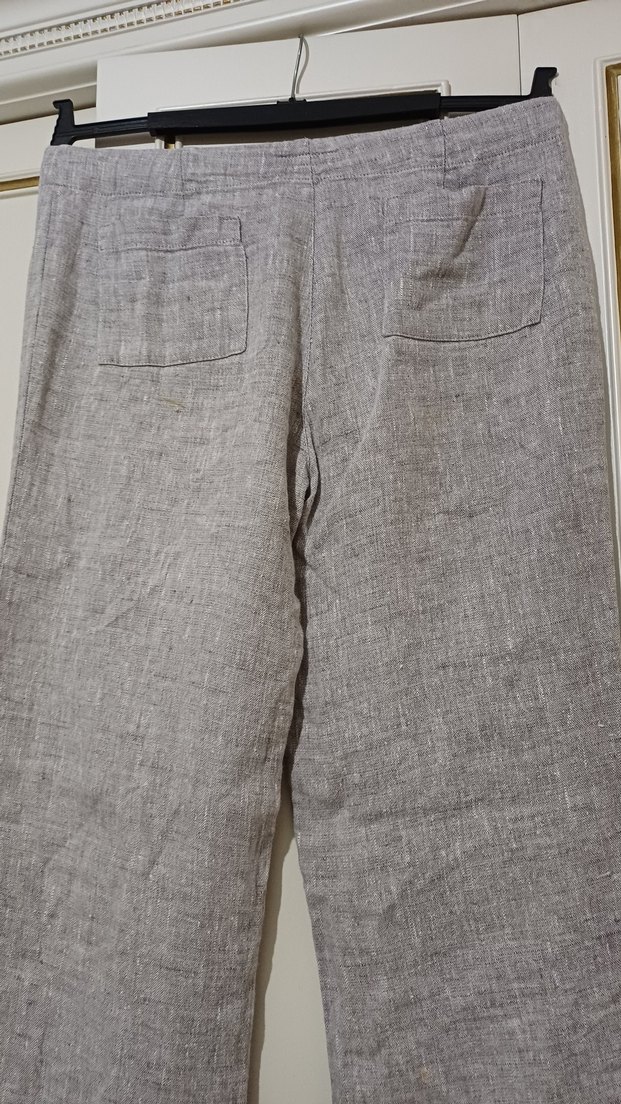 gri  Keten Kumaşlı  Pantolon - Görsel 3