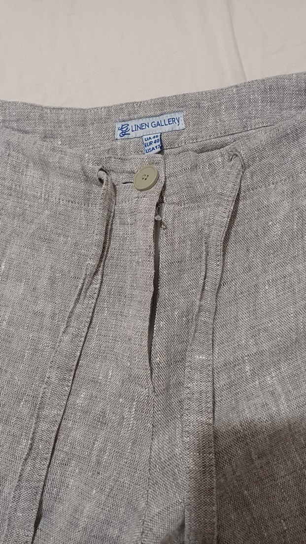 gri  Keten Kumaşlı  Pantolon - Görsel 5