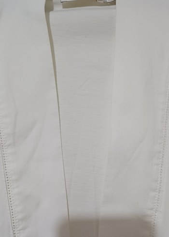 Drapeli Beyaz Uzun Kollu Pamuk sabahlık - Görsel 6
