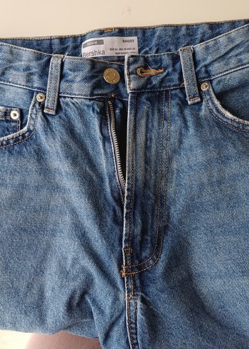 Kadın Mavi Bol Kesim Midi Kot Pantolon - Görsel 3