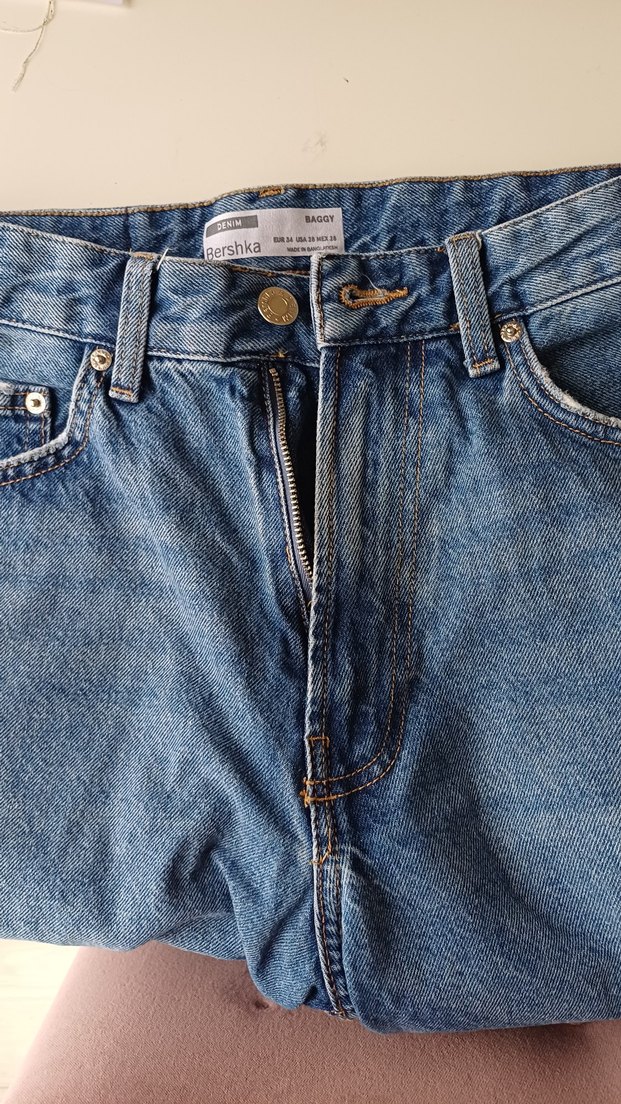 Kadın Mavi Bol Kesim Midi Kot Pantolon - Görsel 3