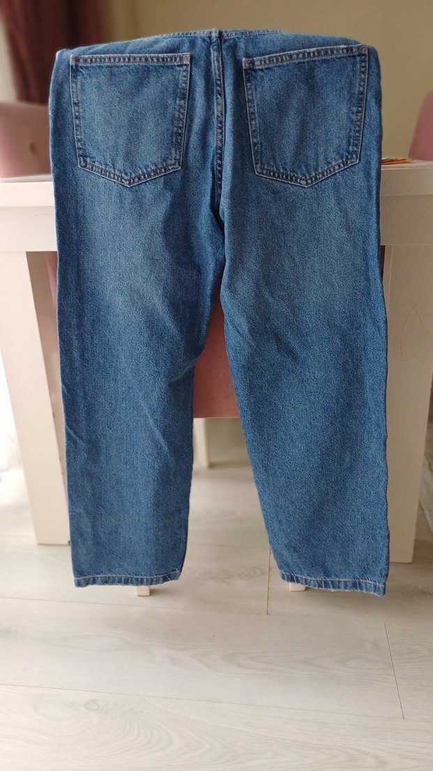 Kadın Mavi Bol Kesim Midi Kot Pantolon - Görsel 2