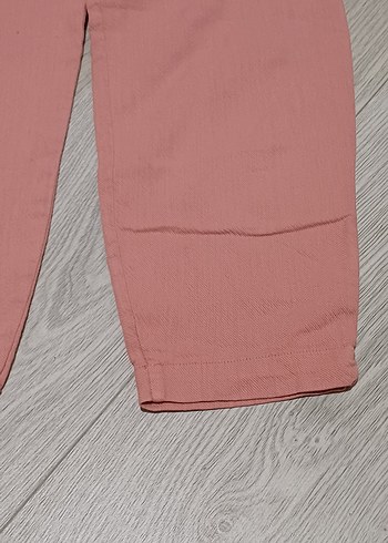 Pembe Keten Rahat Kesim Kadın Pantolon - Görsel 4