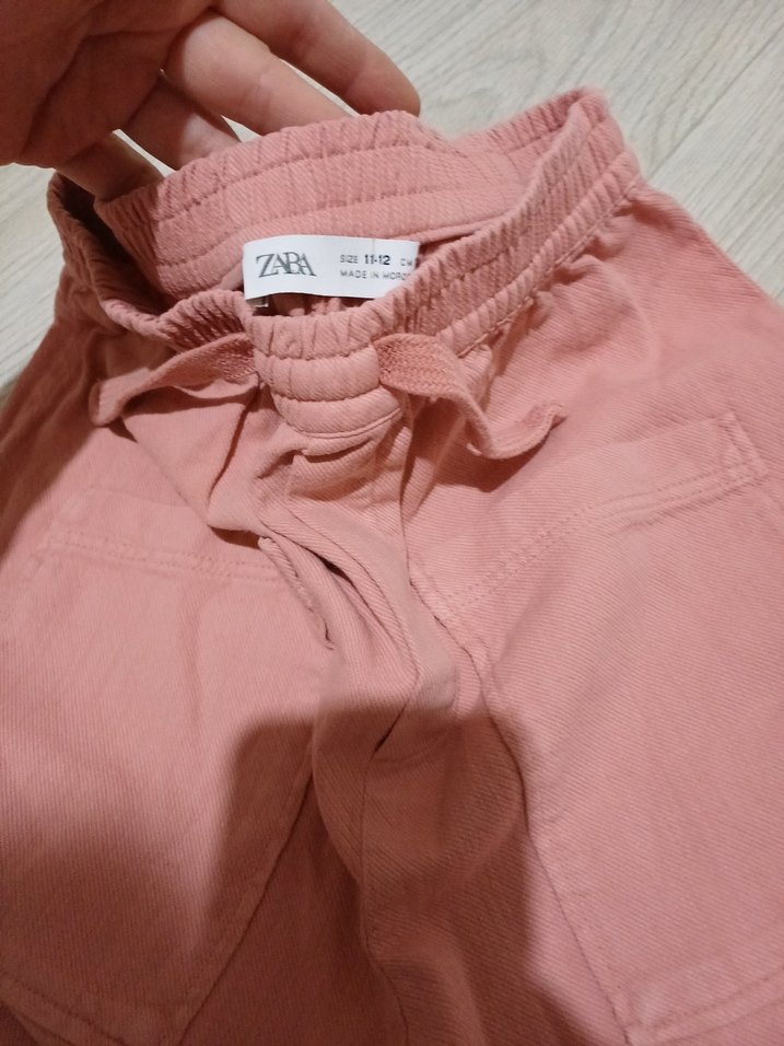 Pembe Keten Rahat Kesim Kadın Pantolon - Görsel 5