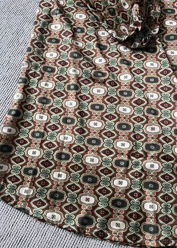 Uzun Kollu Desenli Bohem Tunik Saten - Görsel 3