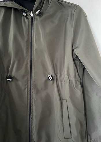 haki Kadın Uzun Fermuarlı Yağmurluk - Görsel 2