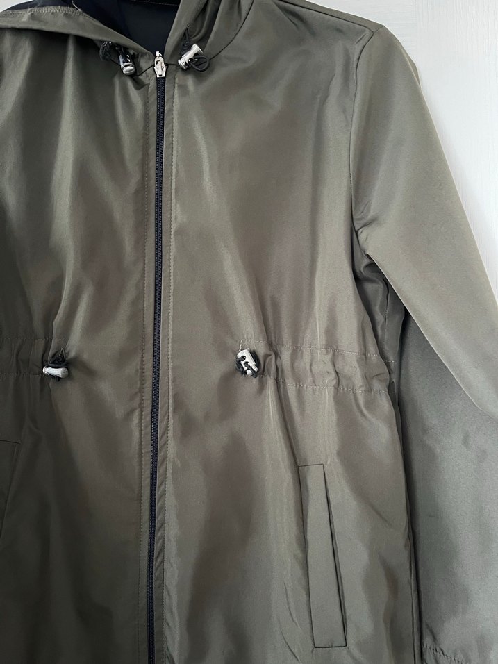 haki Kadın Uzun Fermuarlı Yağmurluk - Görsel 2